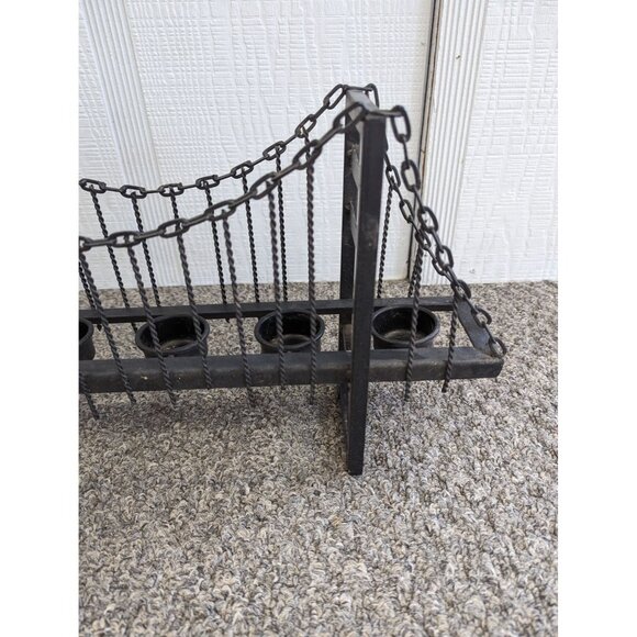Suspension Bridge 10 Tealight Holder Table Decor Metal Black 32" 3 Towers - Picture 2 of 11